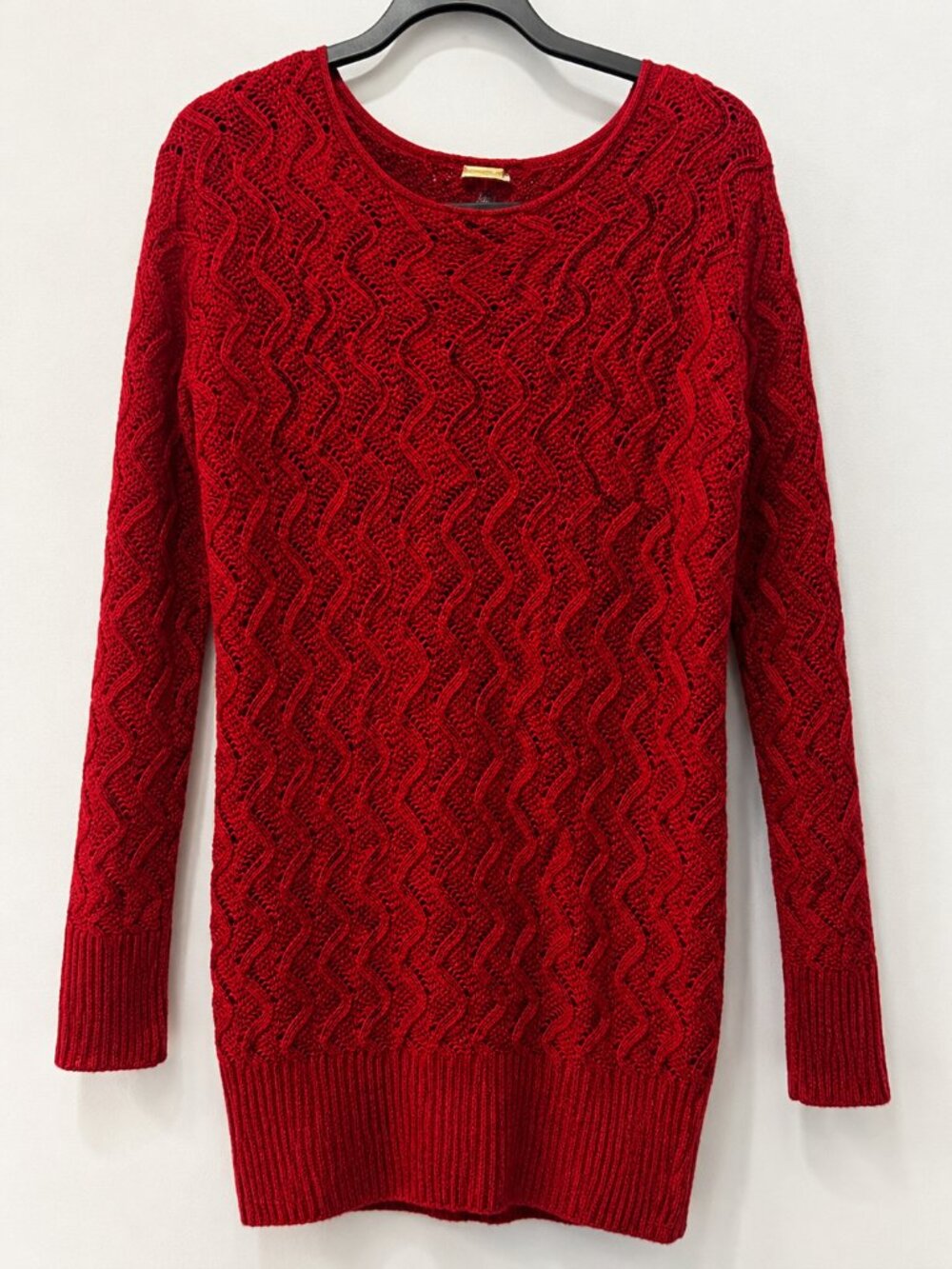 ❤️ It's Our Time Red Zigzag Knit Sweater Dress / Tunic – Medium 6/8